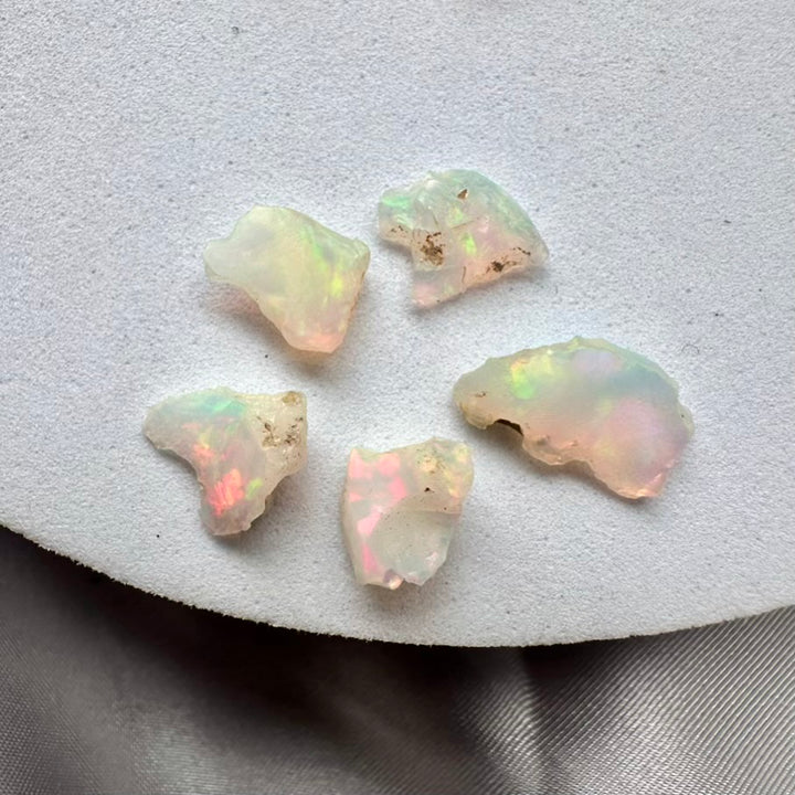 Raw Ethiopian Opal – Natural Gemstone 8–11 mm (1 or 5 Pieces Set) for Jewelry Making & Energy Healing - FairyGardenGlow