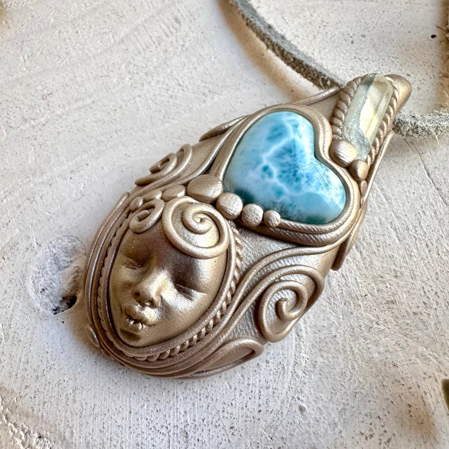 Statement crystal necklace goddess jewelry boho style handmade design