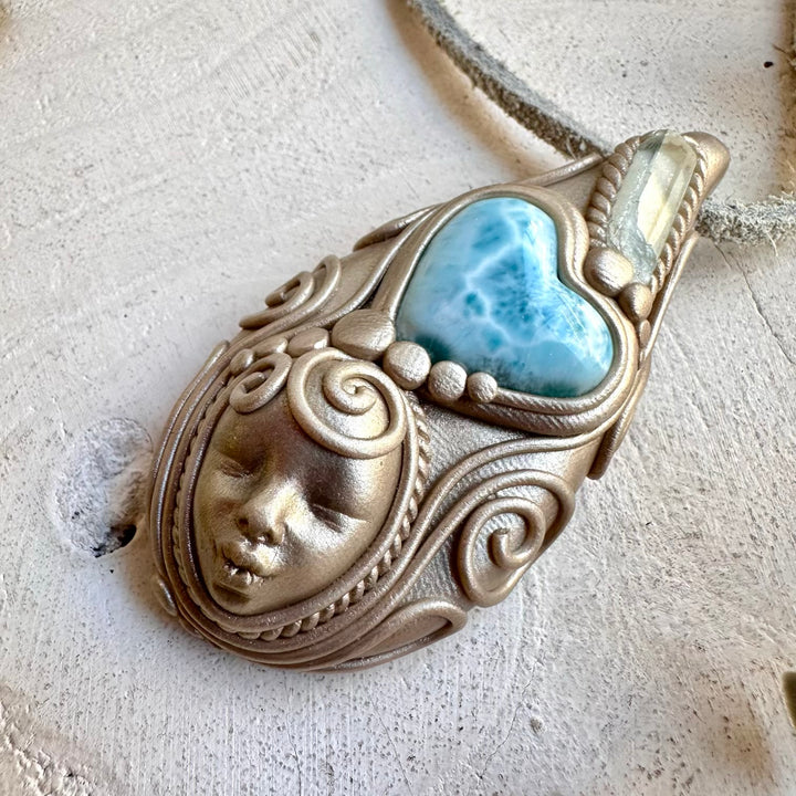 Statement crystal necklace goddess jewelry boho style handmade design