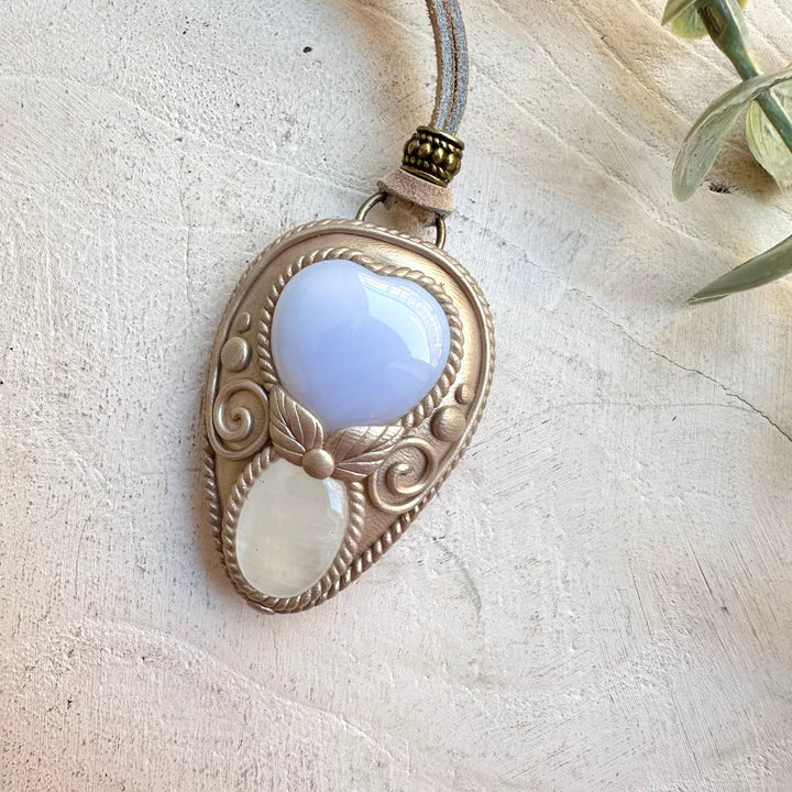 Spiritual crystal necklace boho talisman for calm and emotional healing