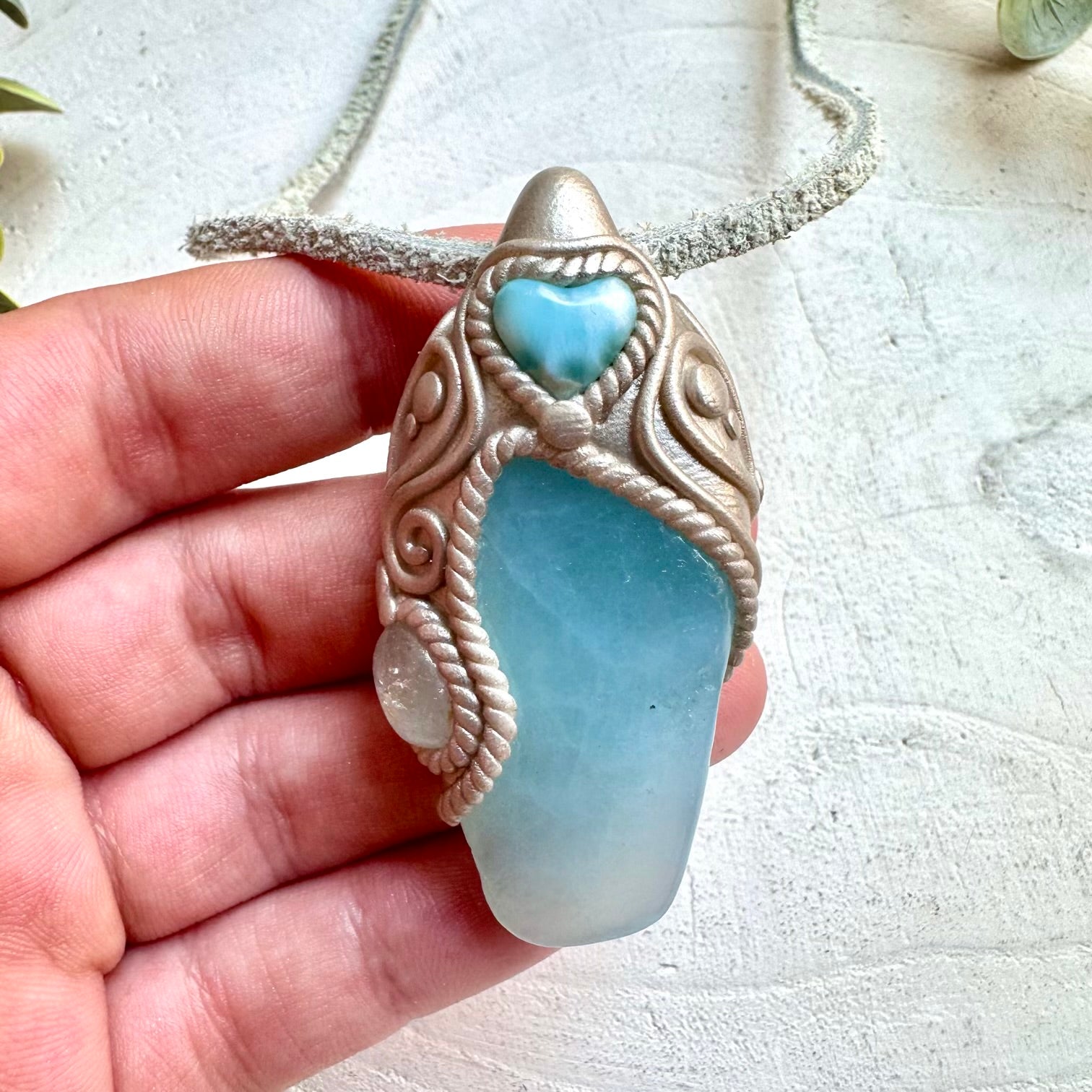 One of a kind crystal necklace handmade spiritual gemstone pendant