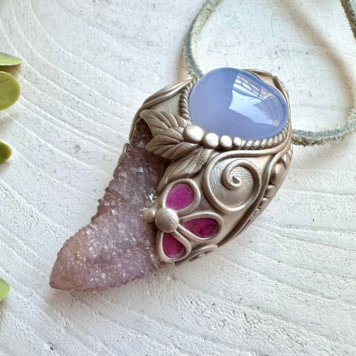 Divine feminine crystal necklace boho healing talisman jewelry