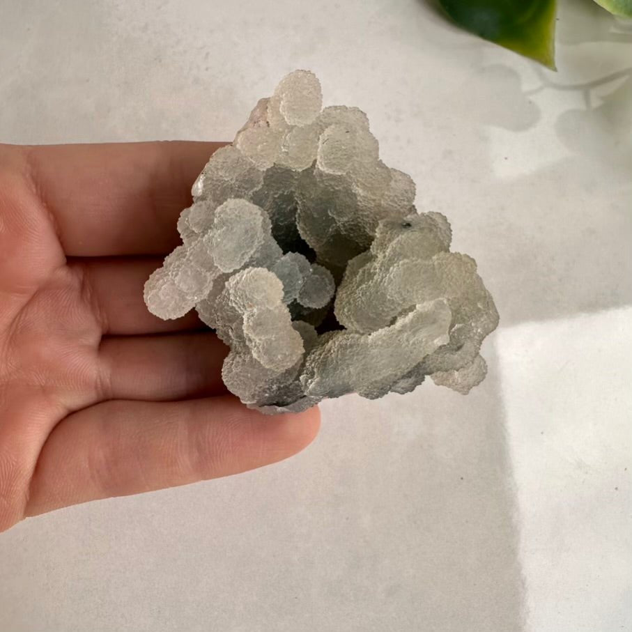 Chalcedony Specimen – Unique Natural Grey Chalcedony Cluster for Calm, Balance & Peaceful Energy - FairyGardenGlow