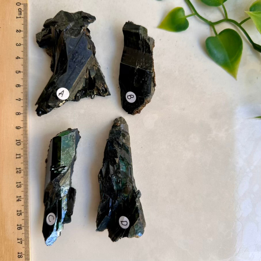 Natural Vivianite mineral – raw green crystal cluster