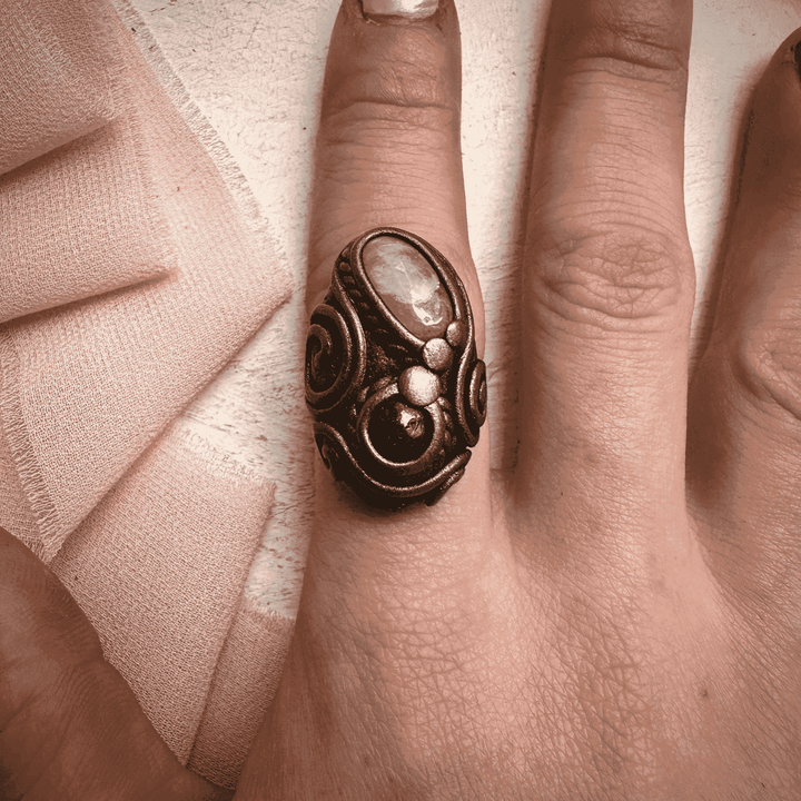 Red Garnet and Morganite Ring - FairyGardenGlow