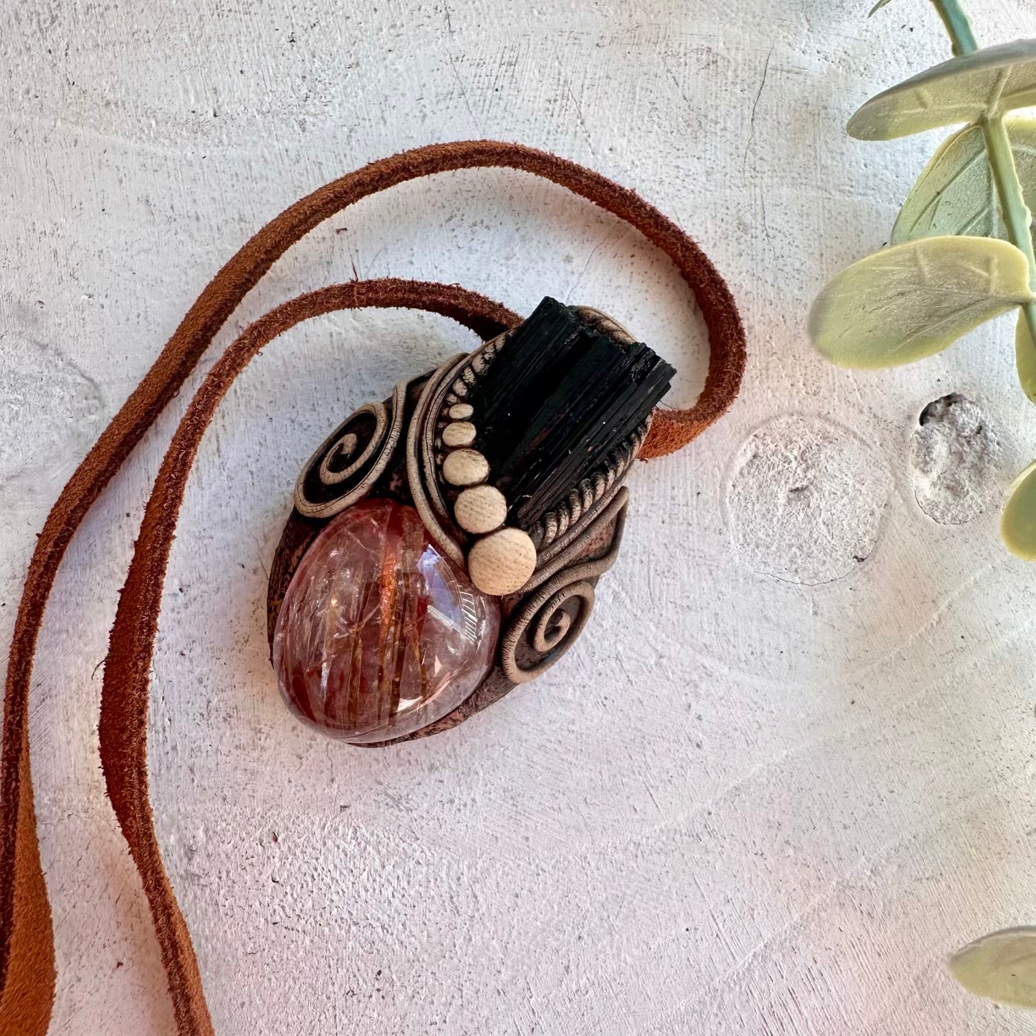 Handmade grounding crystal necklace with natural stones