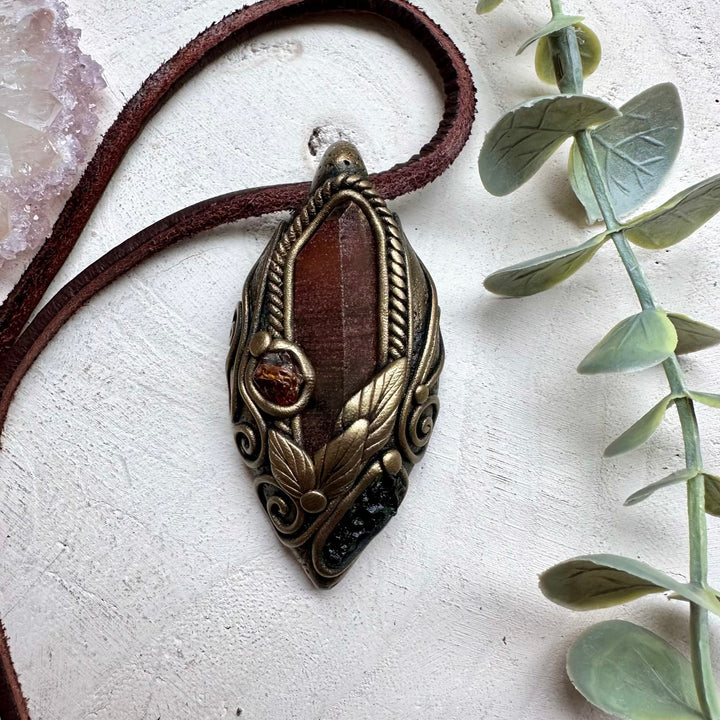 Crystal necklace designed for energy transformation and strength