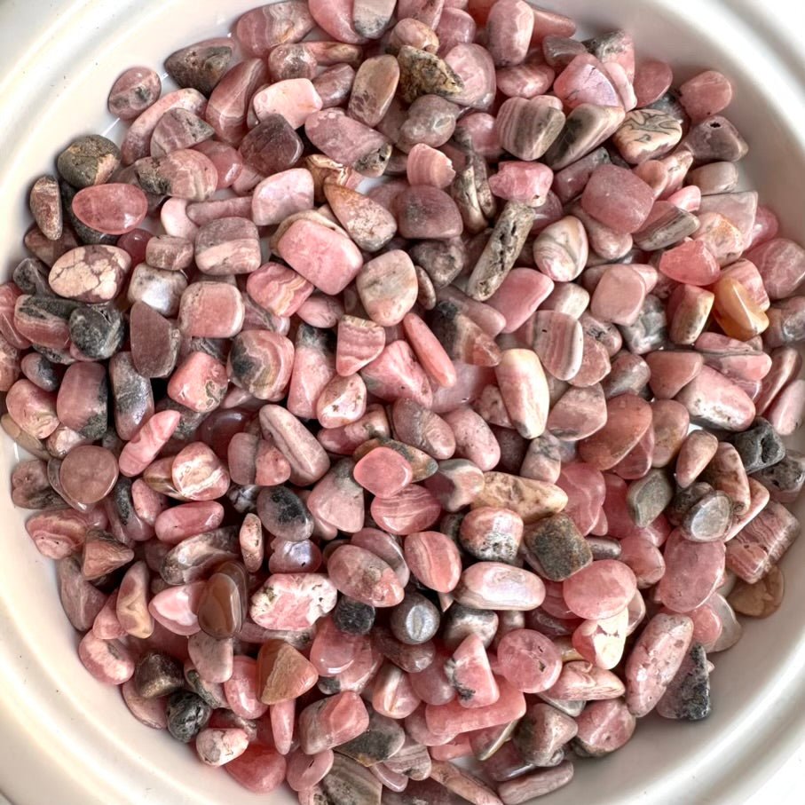 Rhodochrosite Chips – Small Polished Pink Gemstones for Love, Joy & Emotional Healing (Lot for Jewelry Making & Crystal Grids) - FairyGardenGlow