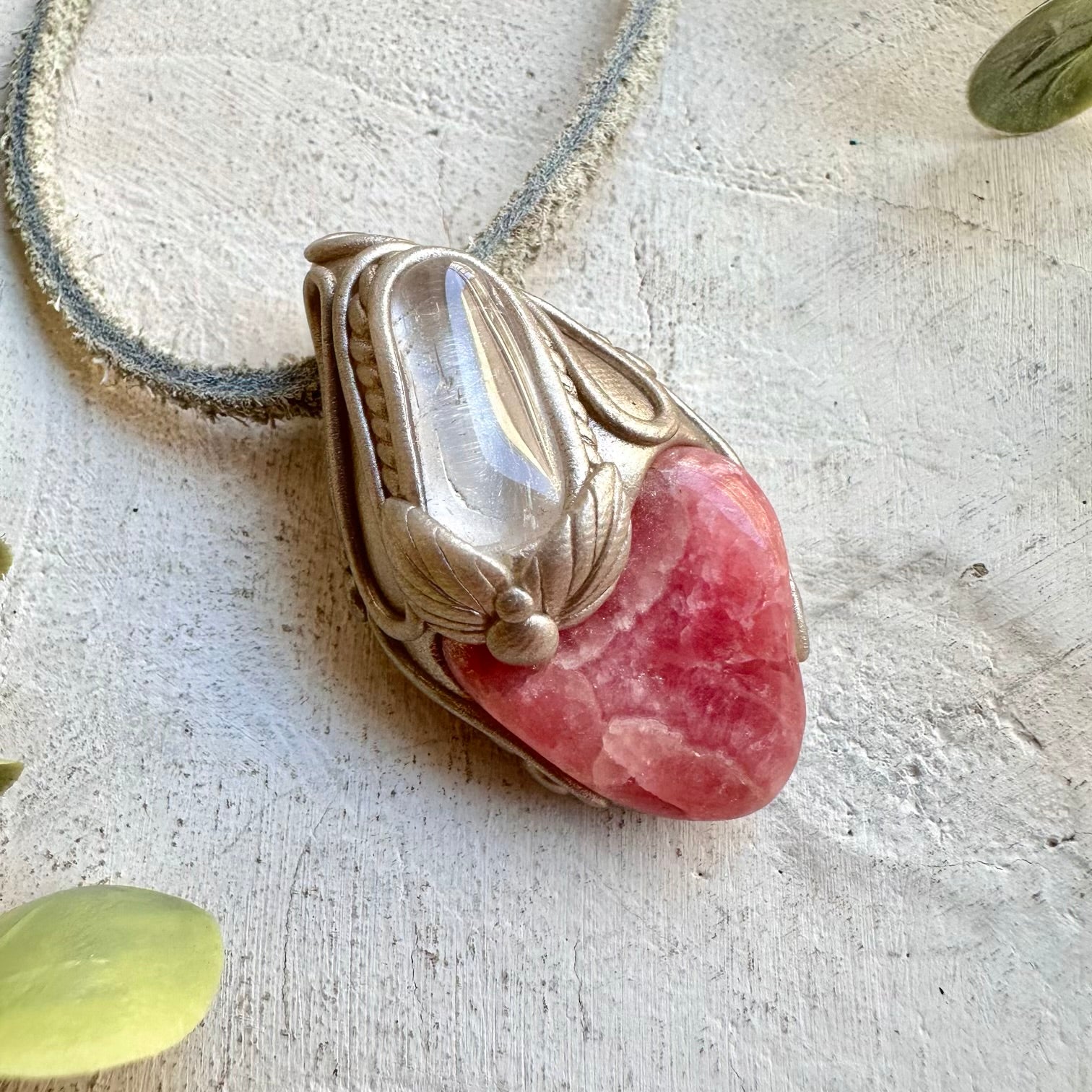 Boho jewelry protection amulet crystal necklace with heart healing energy
