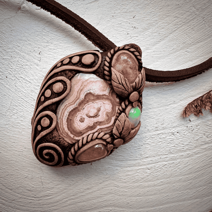 Rhodochrosite Morganite and Opal Necklace - FairyGardenGlow