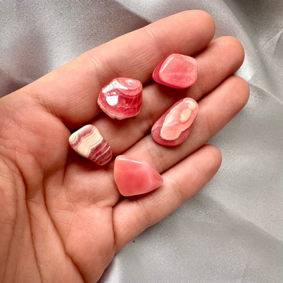 Rhodochrosite Polished Stone – Extra Quality Natural Crystal for Love, Joy & Emotional Healing (1 or 5 Pieces Set) - FairyGardenGlow