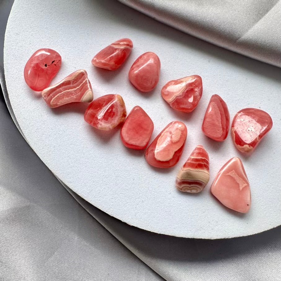 Rhodochrosite Polished Stone – Extra Quality Natural Crystal for Love, Joy & Emotional Healing (1 or 5 Pieces Set) - FairyGardenGlow