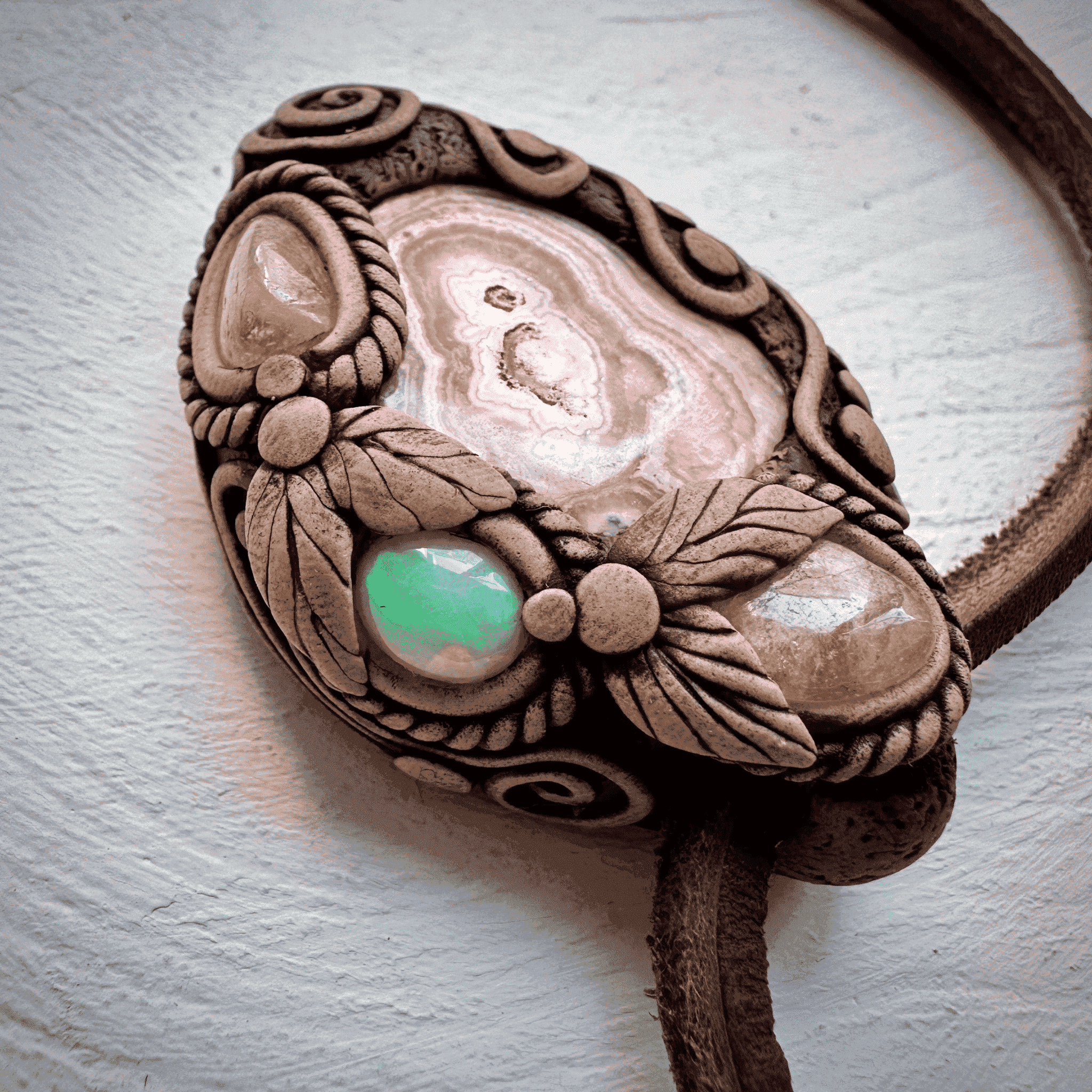 Rhodochrosite Morganite and Opal Necklace - FairyGardenGlow