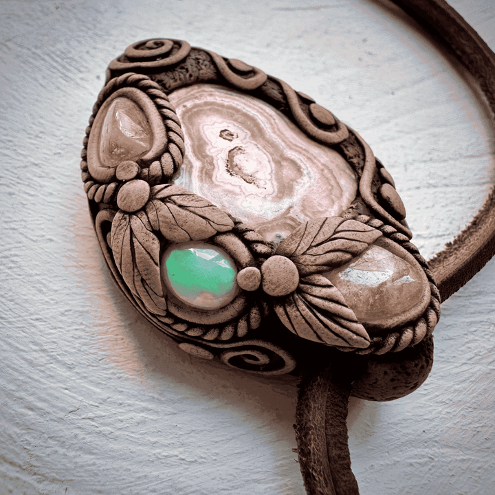 Rhodochrosite Morganite and Opal Necklace - FairyGardenGlow