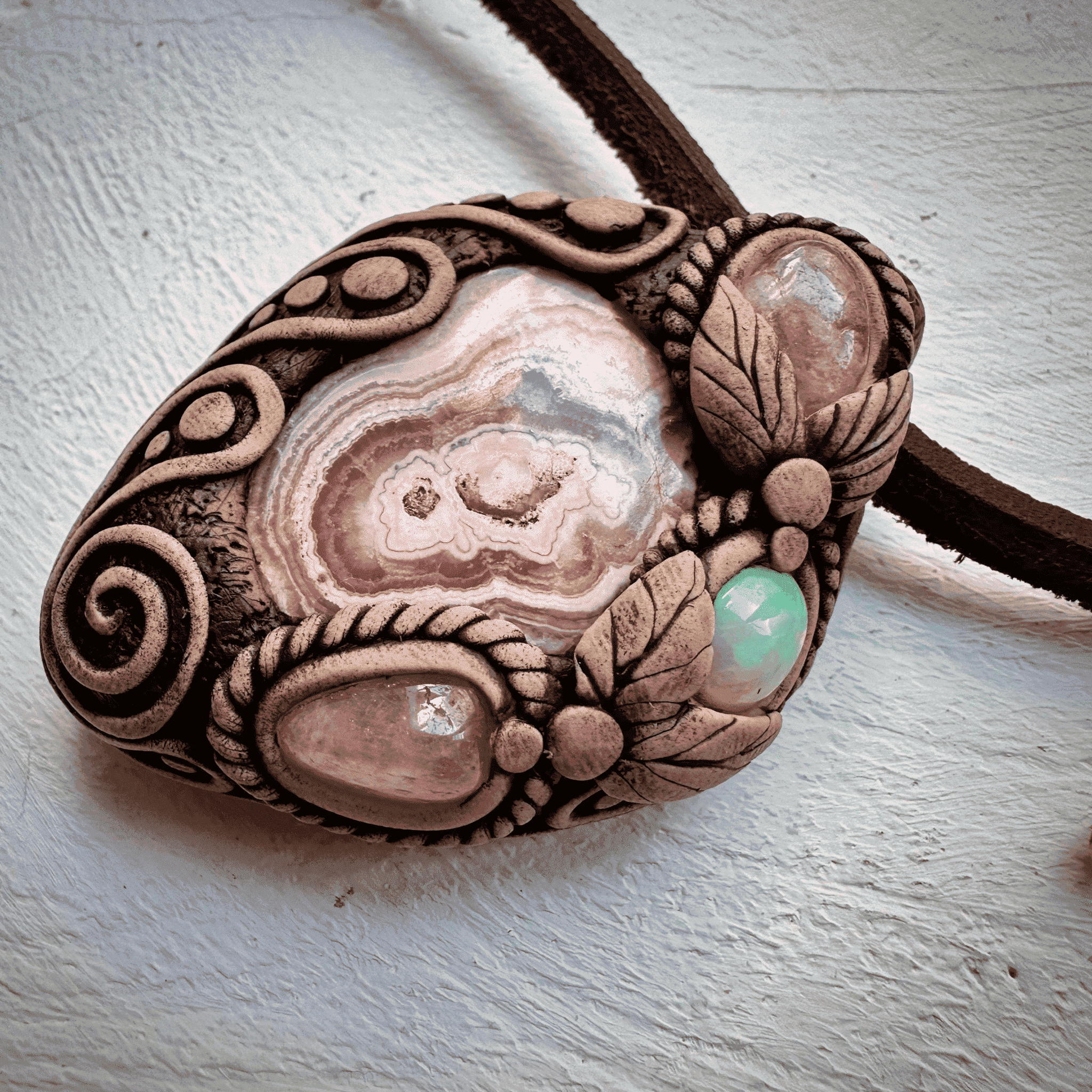 Rhodochrosite Morganite and Opal Necklace - FairyGardenGlow