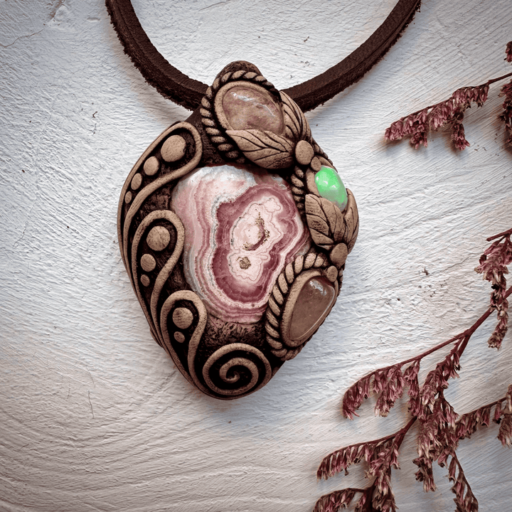 Rhodochrosite Morganite and Opal Necklace - FairyGardenGlow