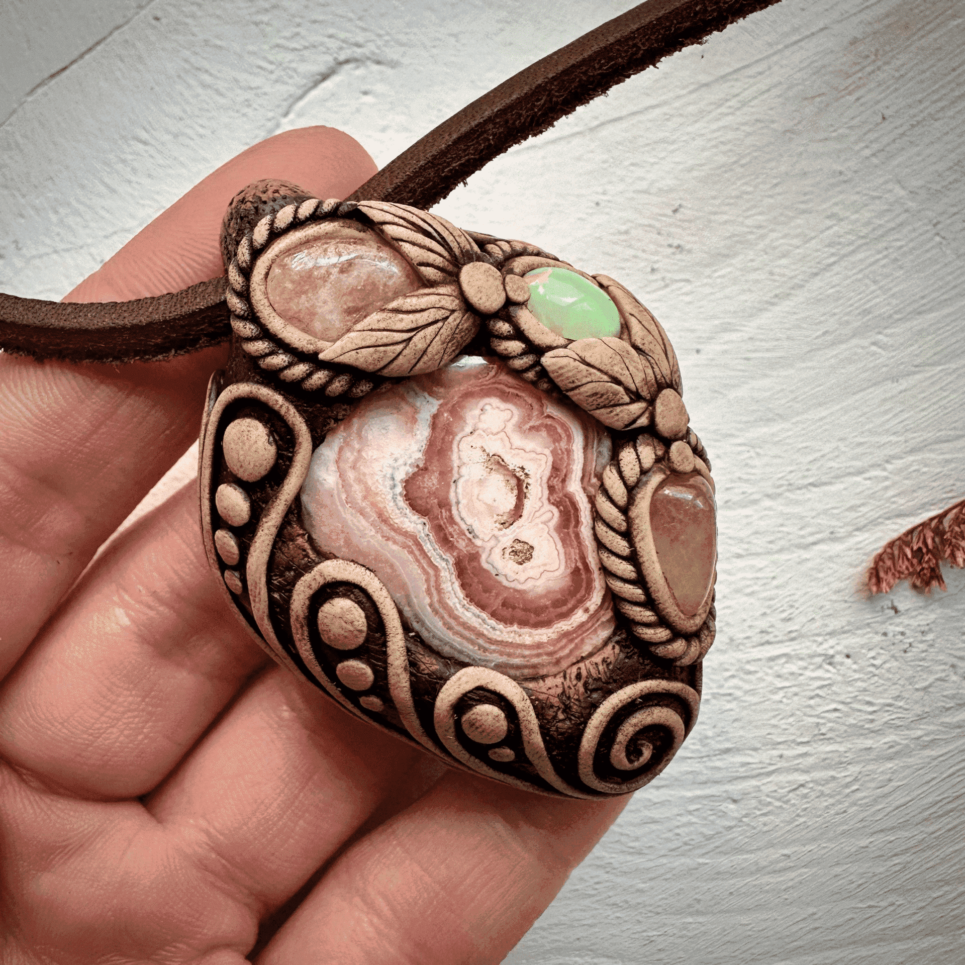 Rhodochrosite Morganite and Opal Necklace - FairyGardenGlow
