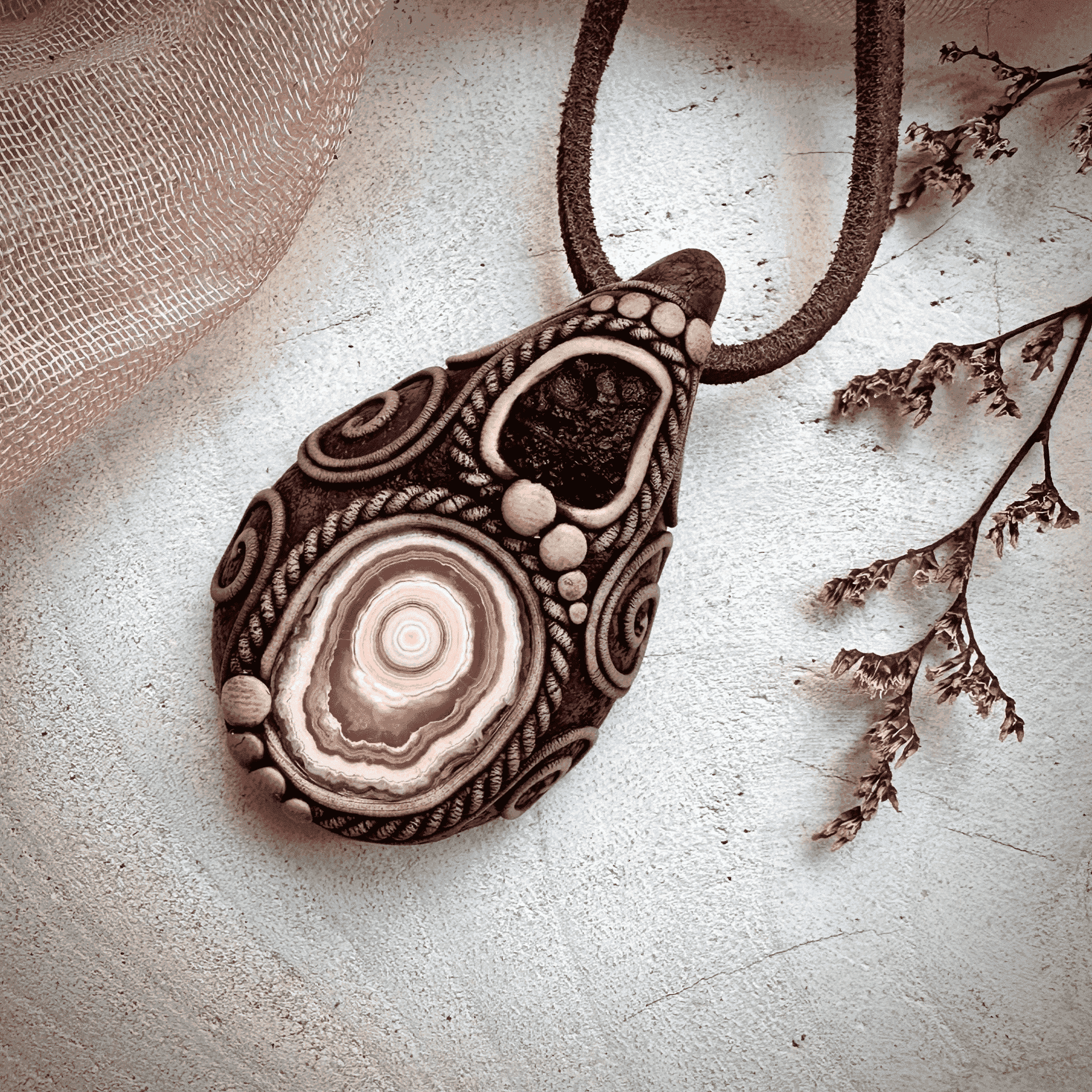 Rhodochrosite Stalactite and Moldavite Necklace - FairyGardenGlow