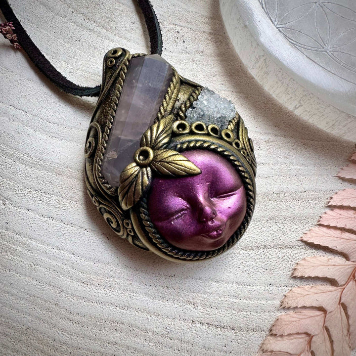 Rose Quartz and Apophyllite Goddess Necklace - FairyGardenGlow
