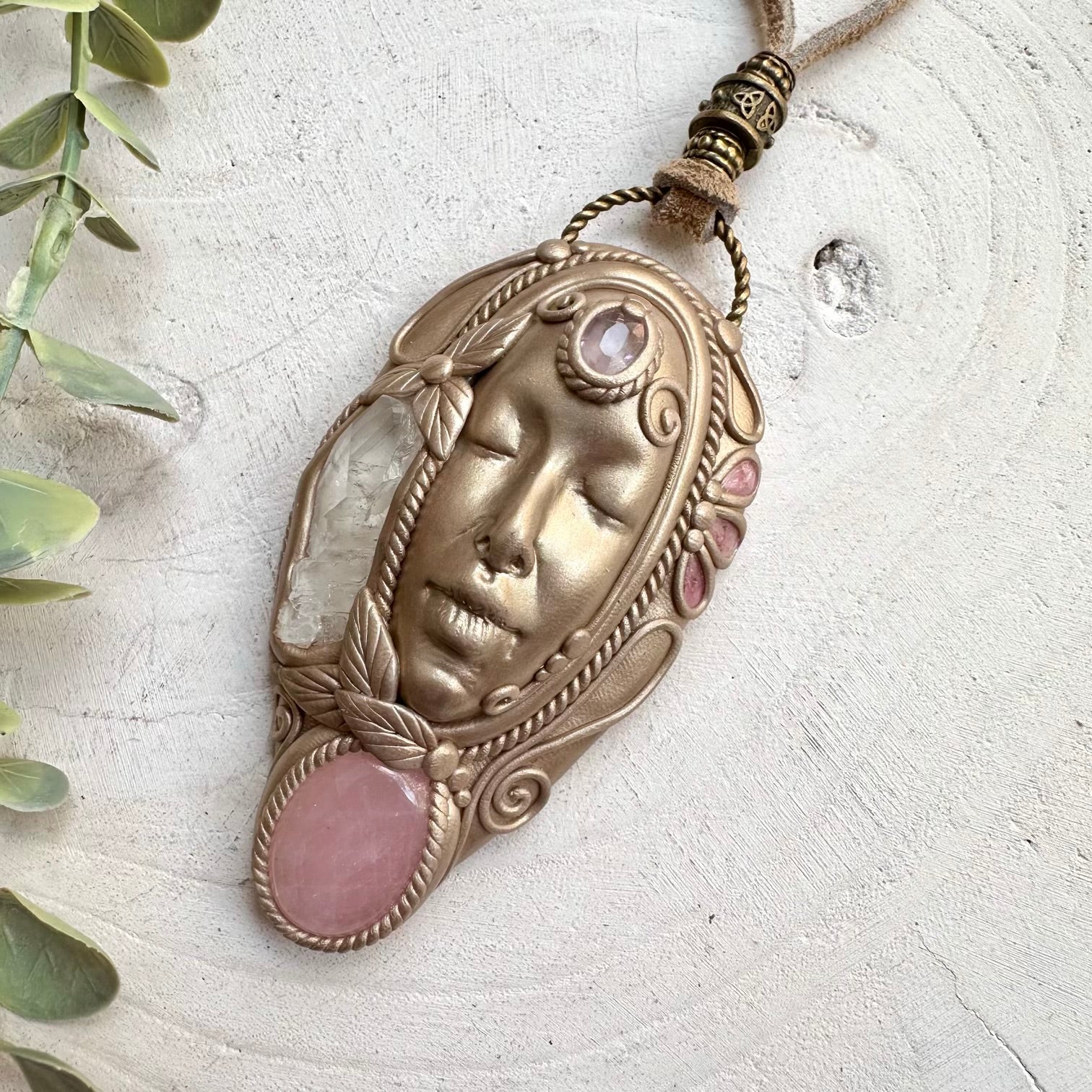 One of a kind goddess necklace with multiple healing gemstones