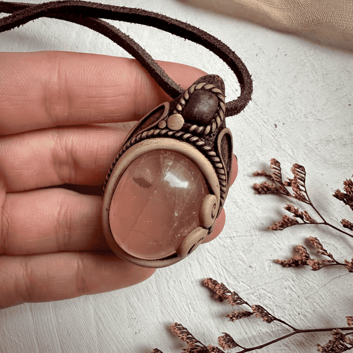 Rose Quartz and Ruby Necklace - FairyGardenGlow
