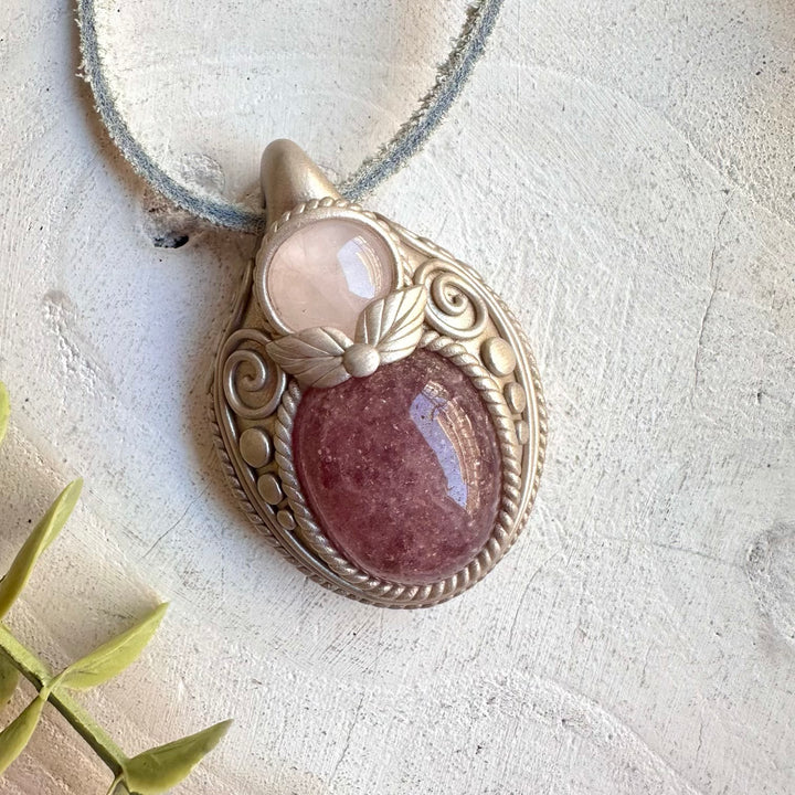 Boho jewelry protection amulet heart healing crystal necklace
