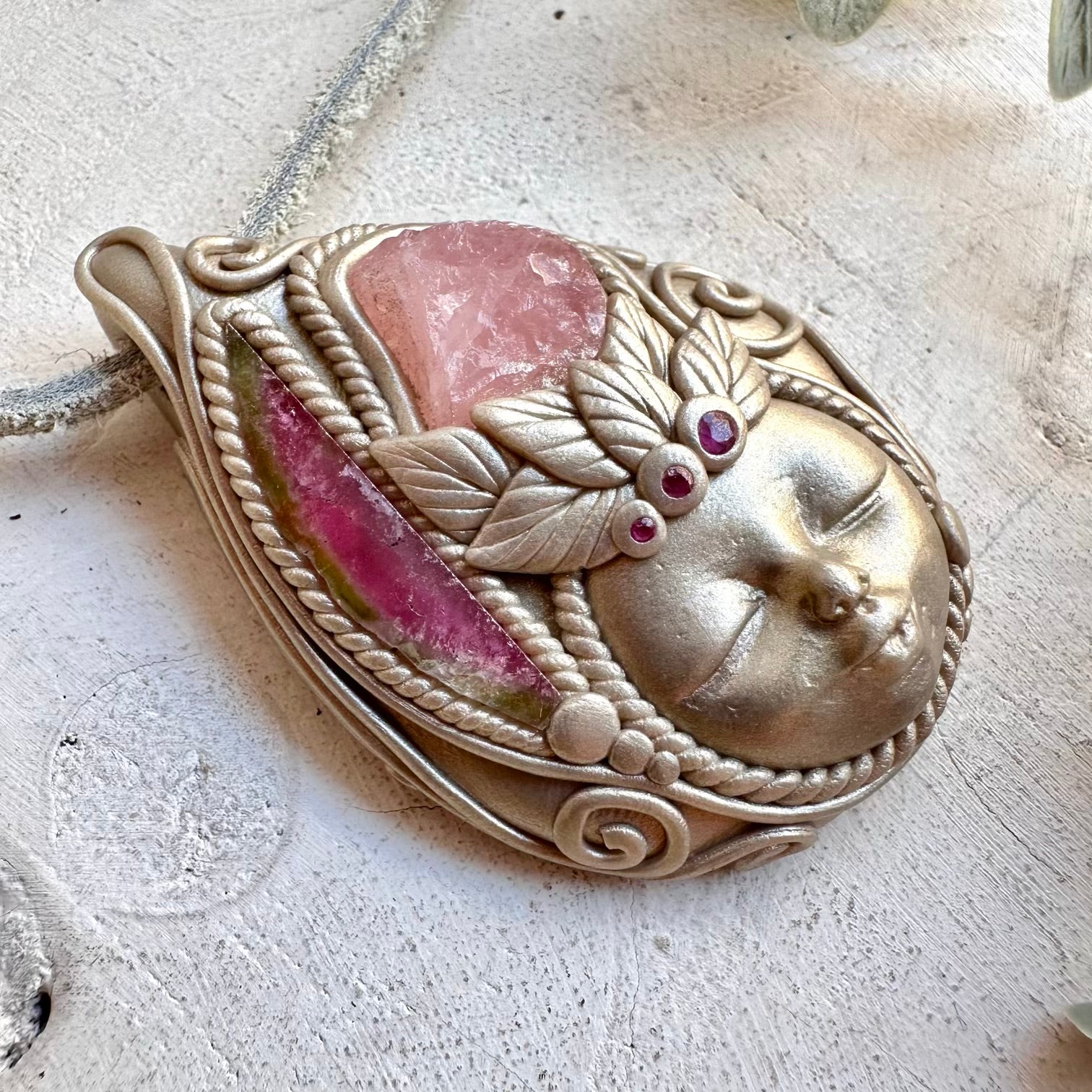 Divine feminine goddess crystal jewelry featuring Rose Quartz and Ruby
