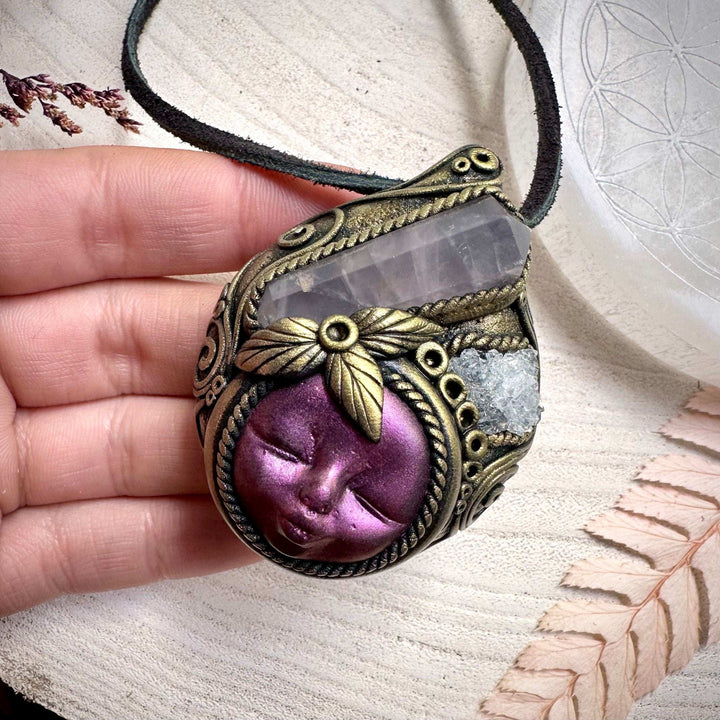 Rose Quartz and Apophyllite Goddess Necklace - FairyGardenGlow