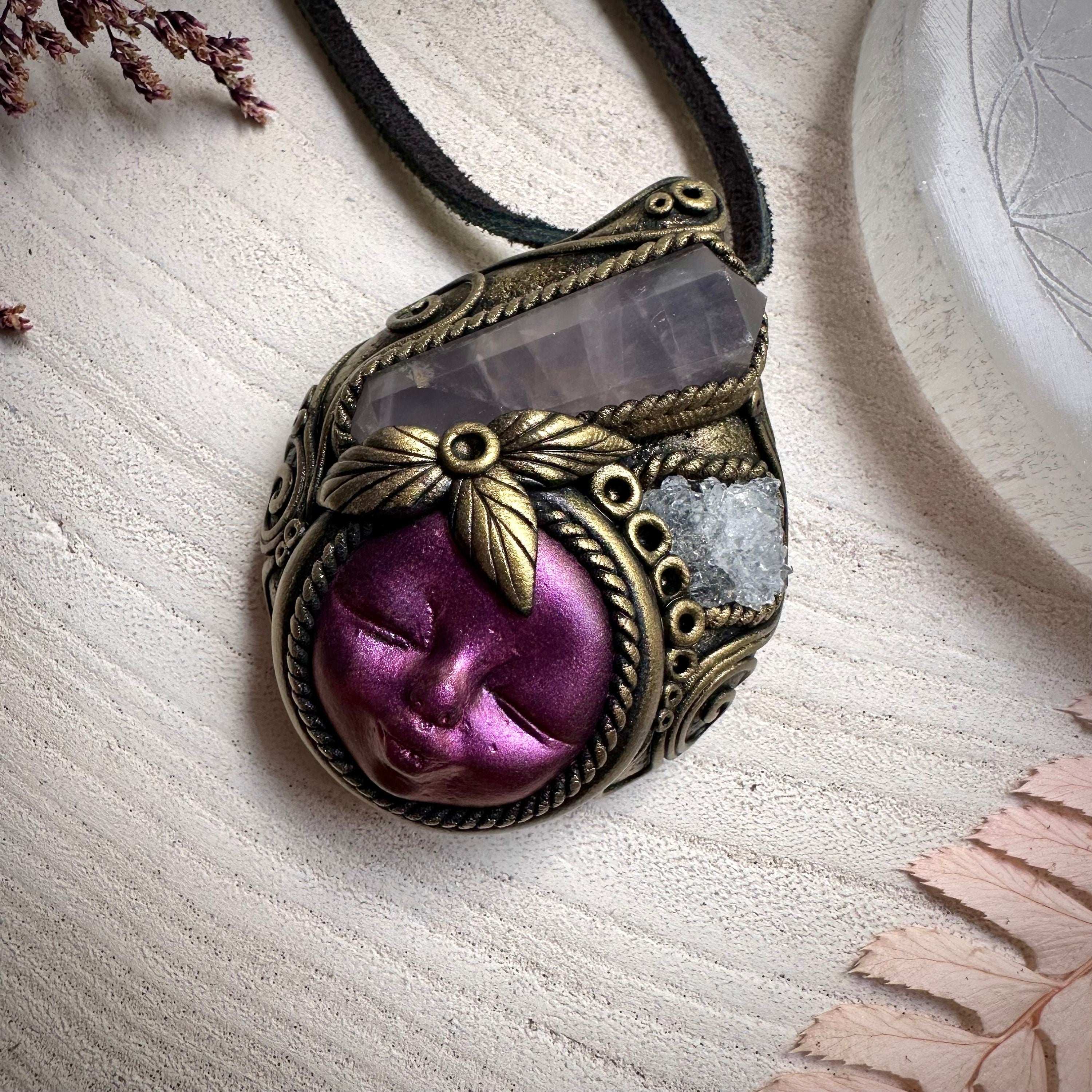 Rose Quartz and Apophyllite Goddess Necklace - FairyGardenGlow