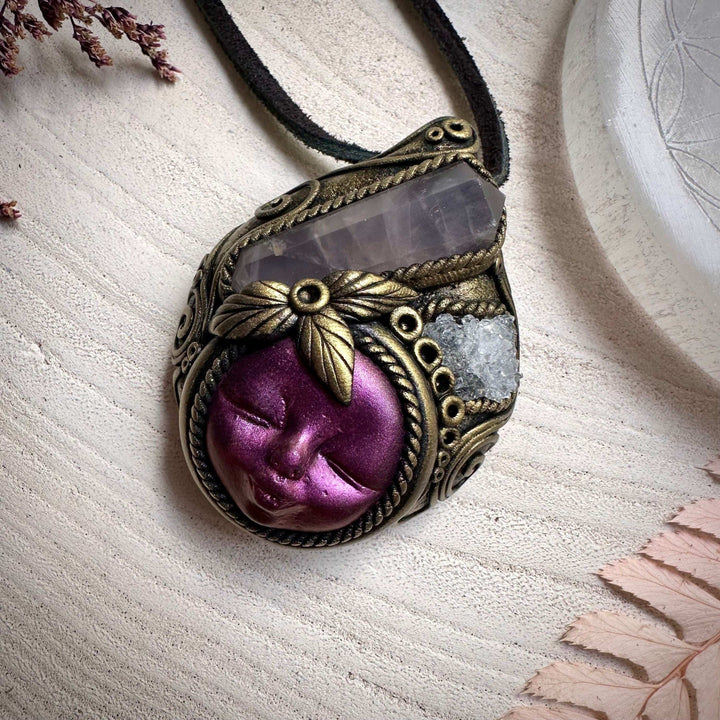 Rose Quartz and Apophyllite Goddess Necklace - FairyGardenGlow
