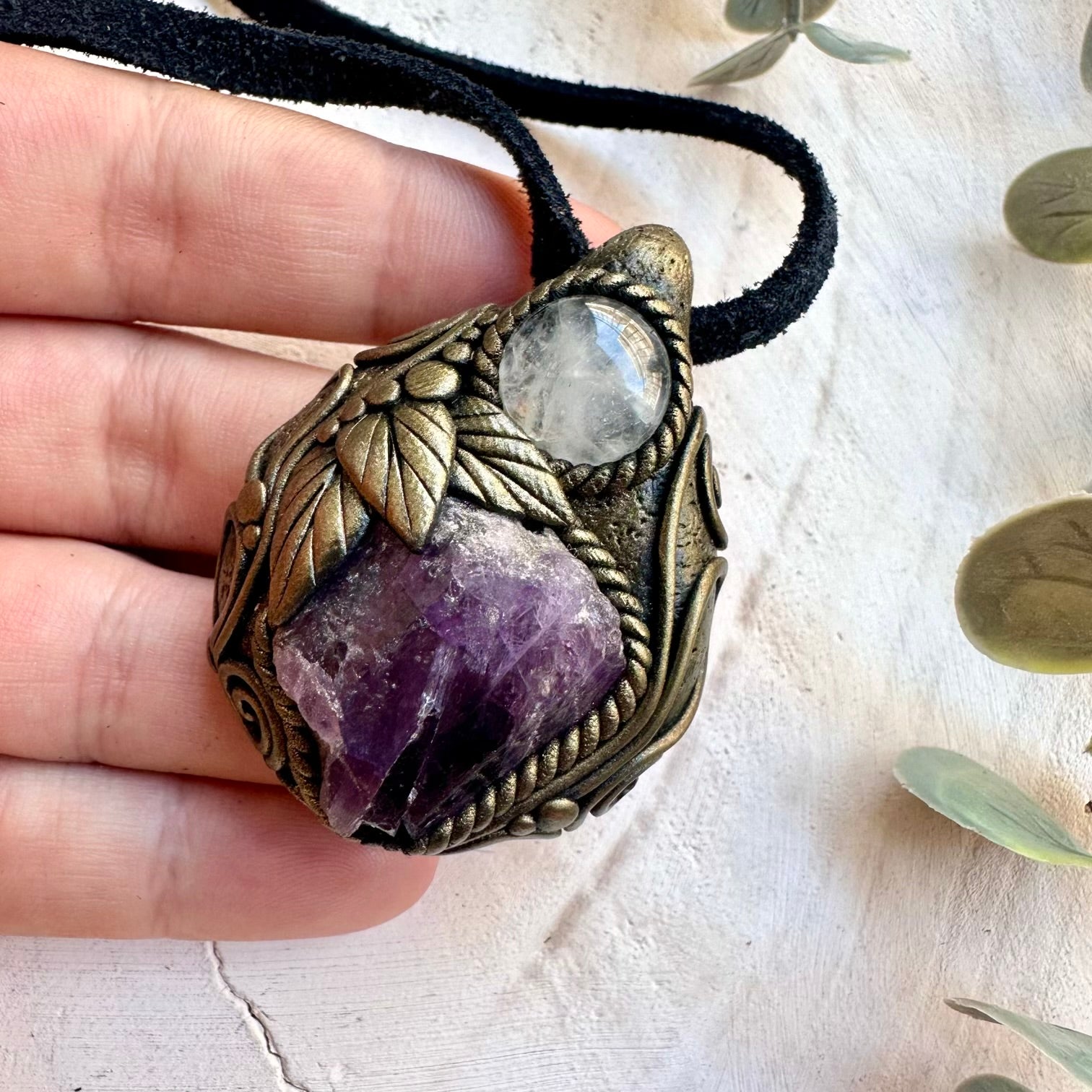 Raw stone jewelry featuring Scapolite and Clear Quartz crystals