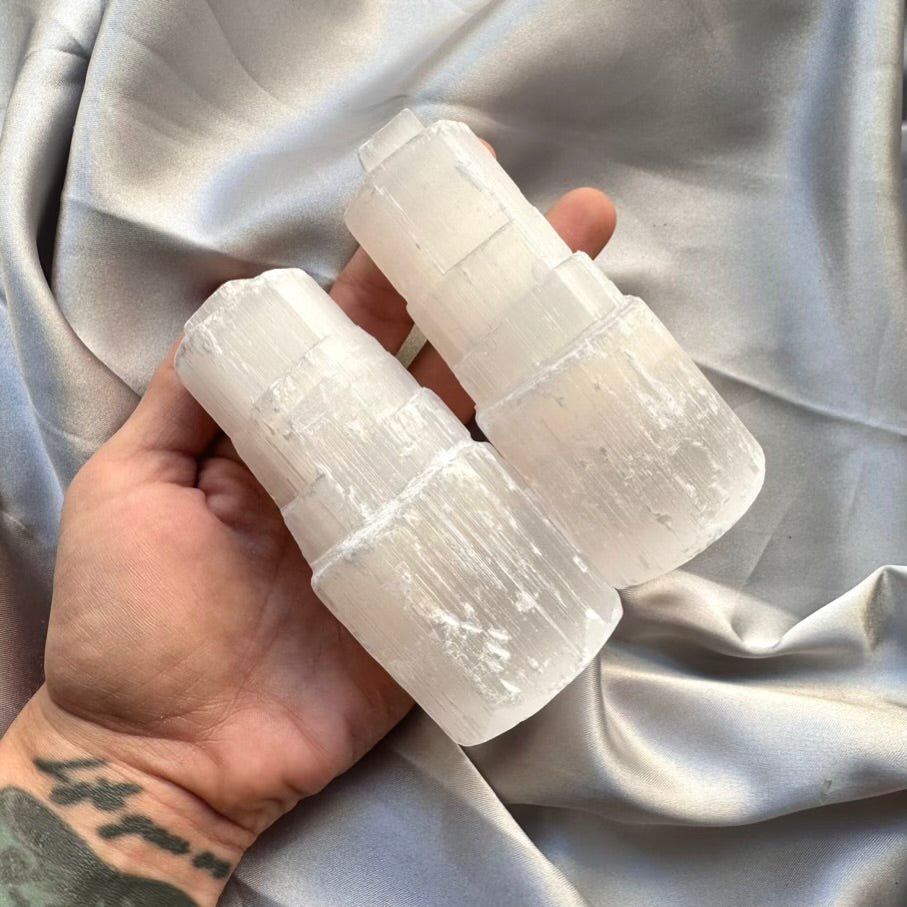 Selenite Tower - 10 cm Natural Crystal, Cleansing & Energy Purification - FairyGardenGlow