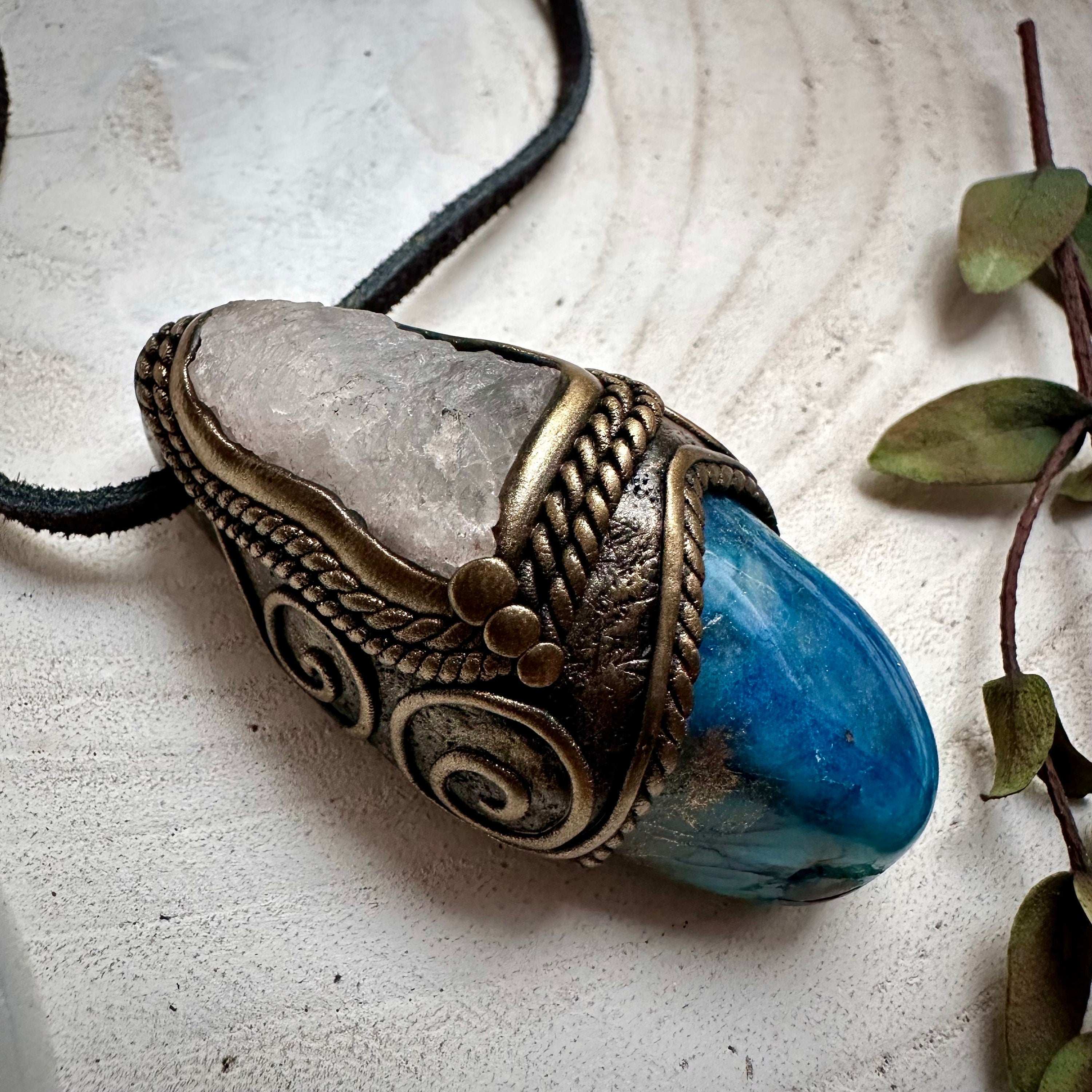 Shattuckite and Brucite Necklace - FairyGardenGlow