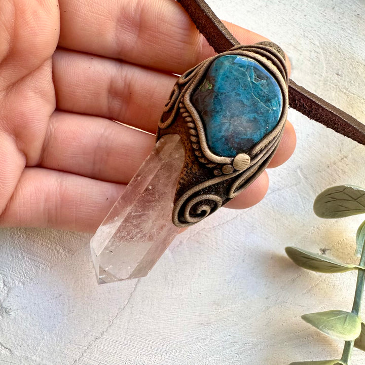 Crystal necklace designed for clarity intuition and communication