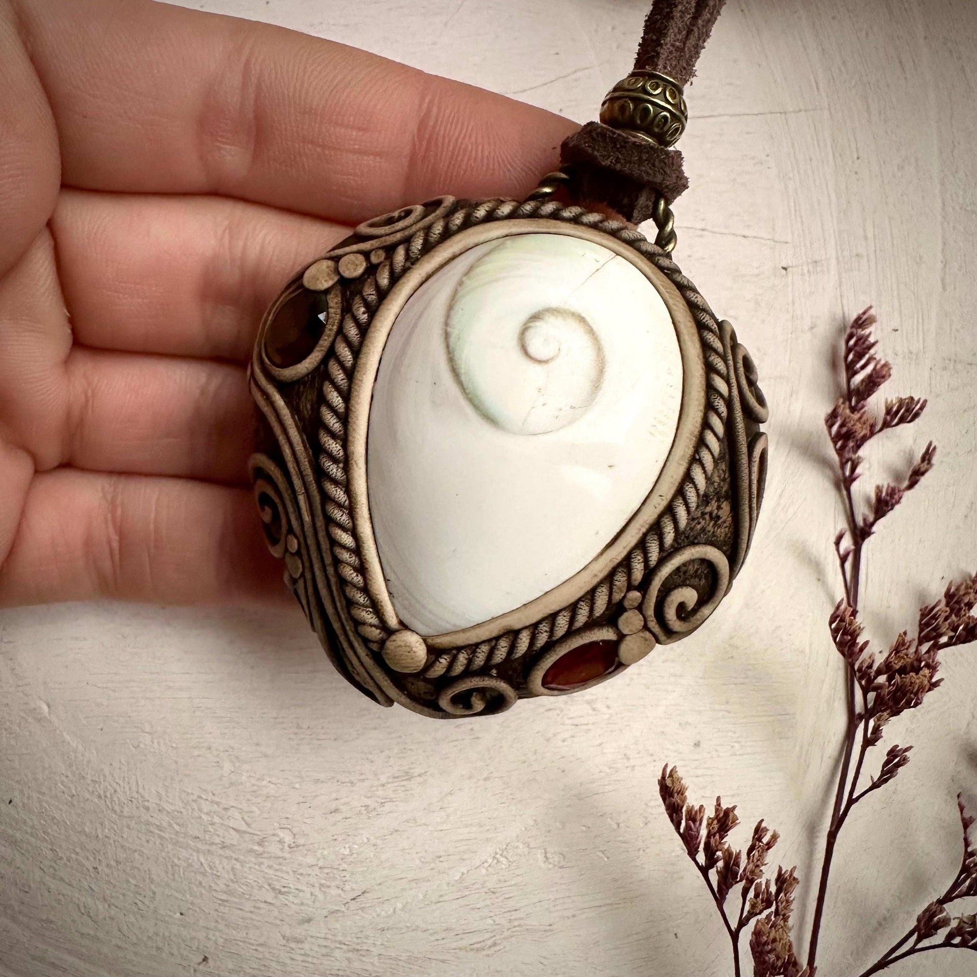 Shiva Eye Red Garnet and Smoky Quartz Necklace - FairyGardenGlow
