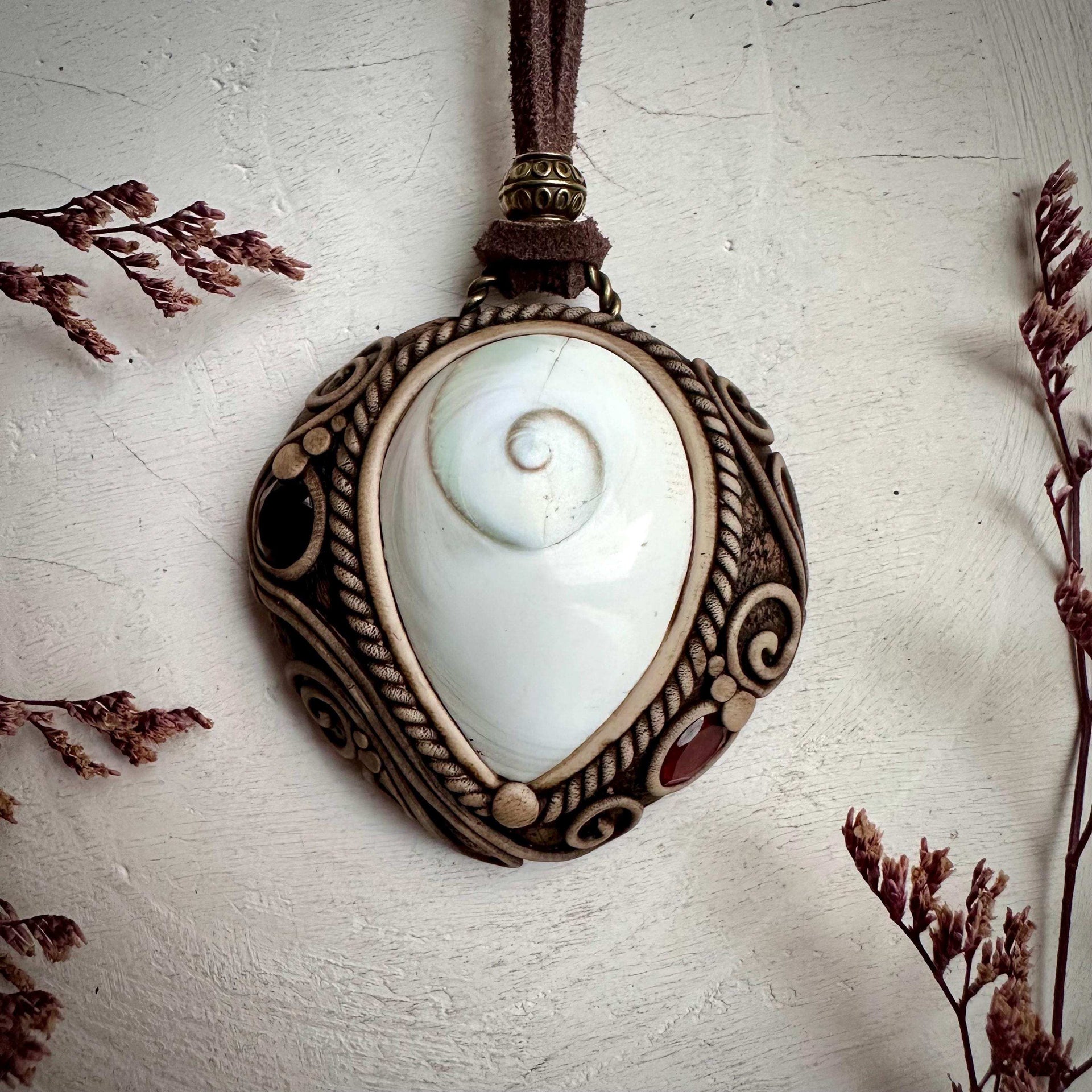 Shiva Eye Red Garnet and Smoky Quartz Necklace - FairyGardenGlow
