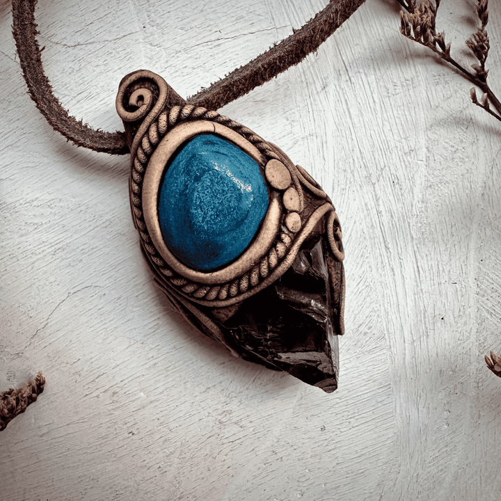 Shungite and Azurite Malachite Pendant Necklace - FairyGardenGlow