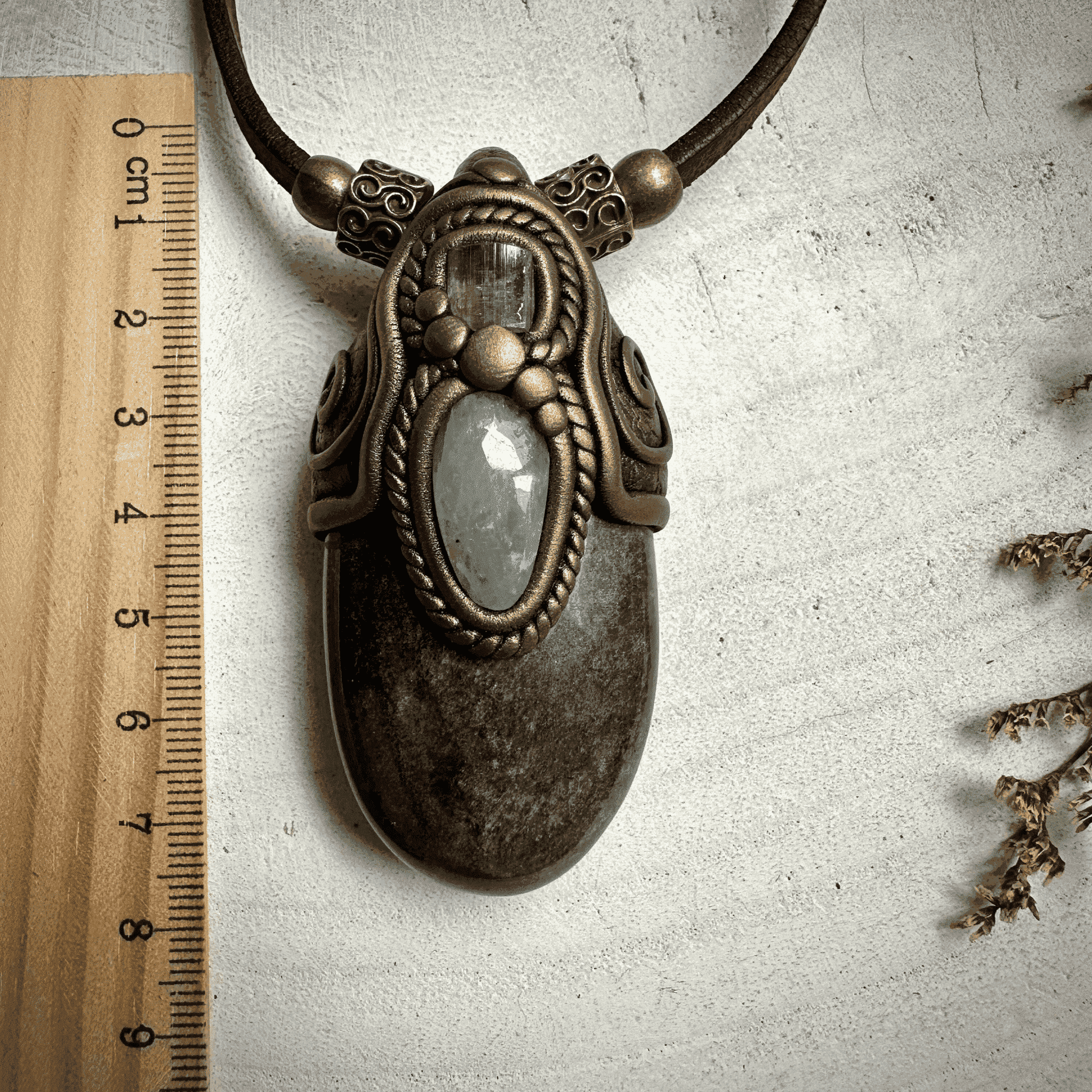 Silver Obsidian Pink Tourmaline and Aquamarine Necklace - FairyGardenGlow