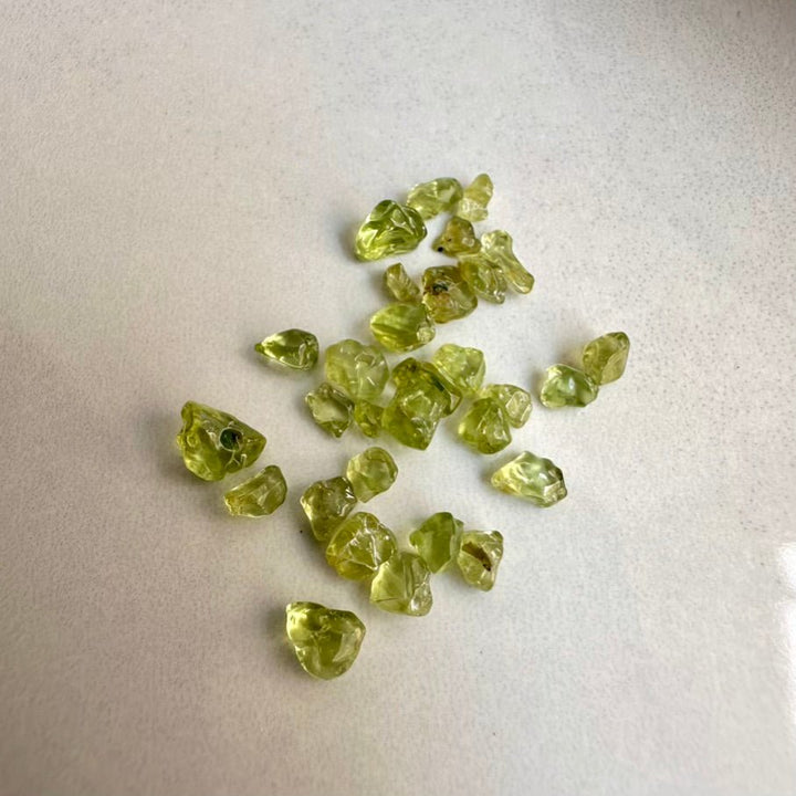 Peridot Chips Lot – Small Polished Green Crystals, Natural Peridot Stones for Healing & Abundance - FairyGardenGlow