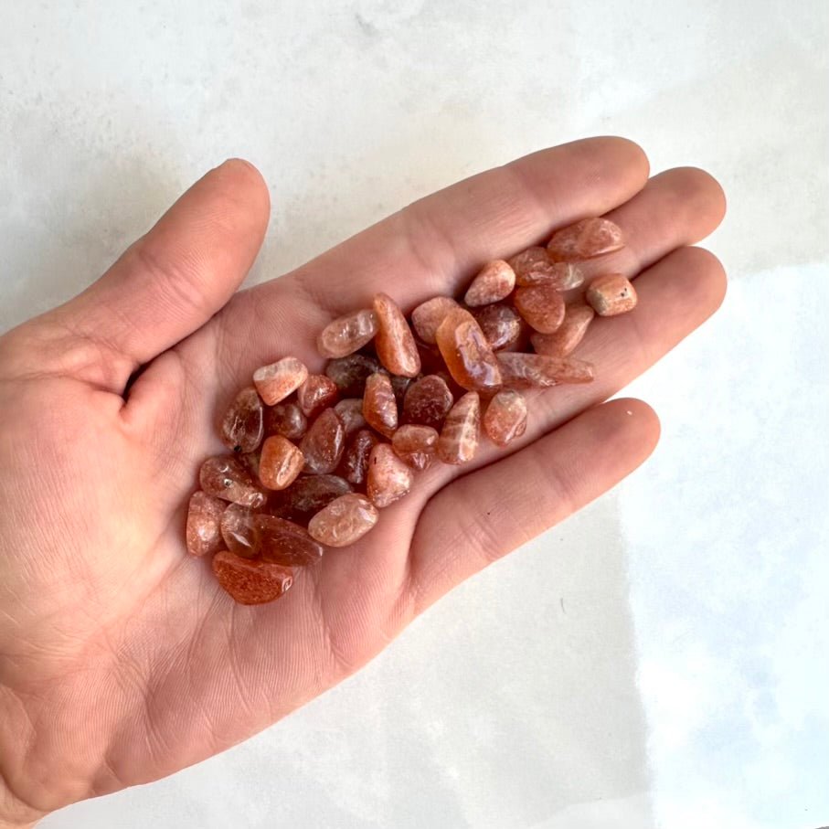 Sunstone Chips – Natural Small Polished Crystals for Joy, Energy & Creativity (Crystal Lot for Jewelry Making) - FairyGardenGlow