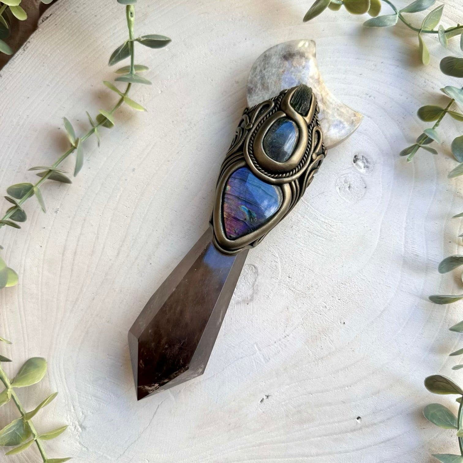 Crystal wand designed for protection intuition and transformation