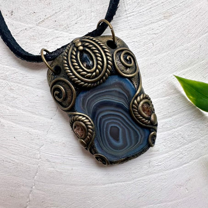 Botswana Agate Smoky Quartz and Hessonite Garnet Necklace - FairyGardenGlow