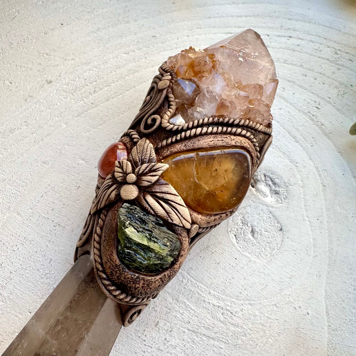 Smoky quartz wand designed for protection and abundance