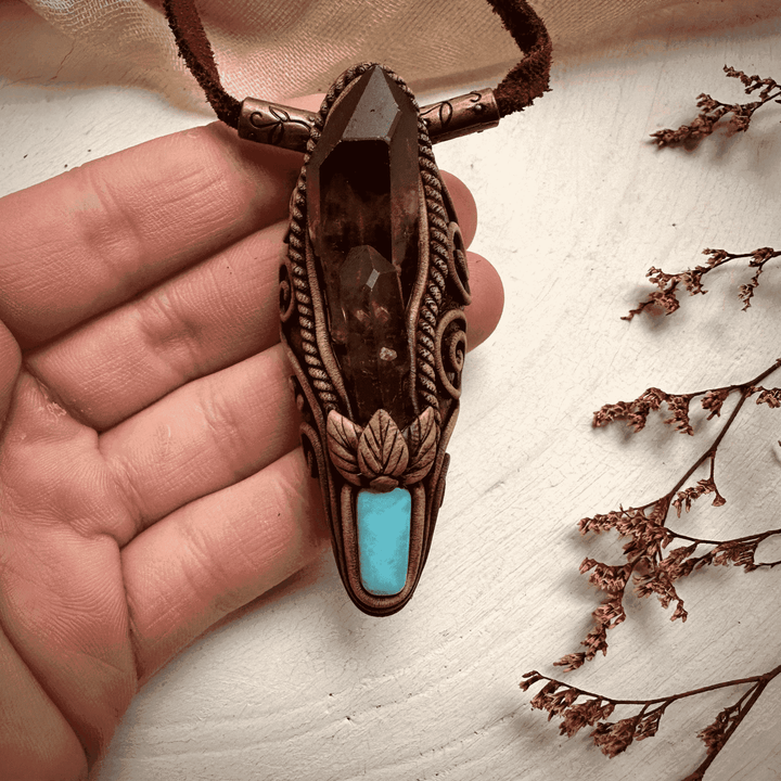 Smoky Quartz and Larimar Necklace - FairyGardenGlow