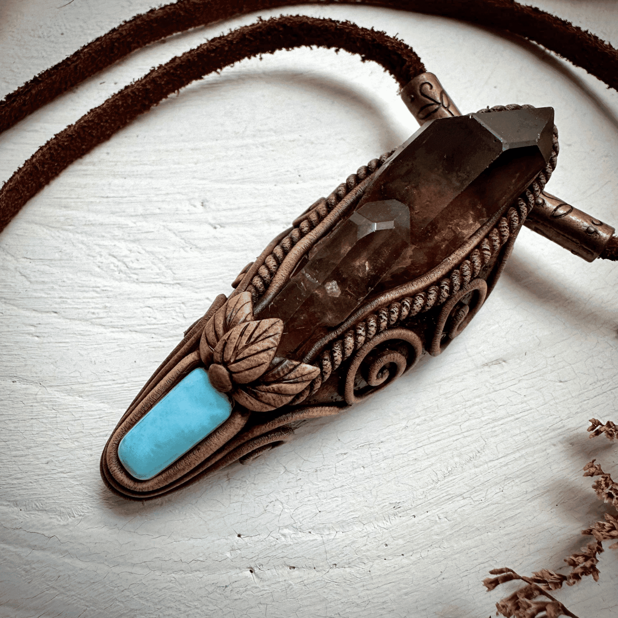 Smoky Quartz and Larimar Necklace - FairyGardenGlow