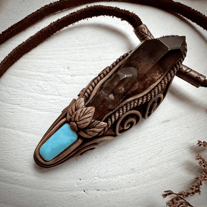 Smoky Quartz and Larimar Necklace - FairyGardenGlow