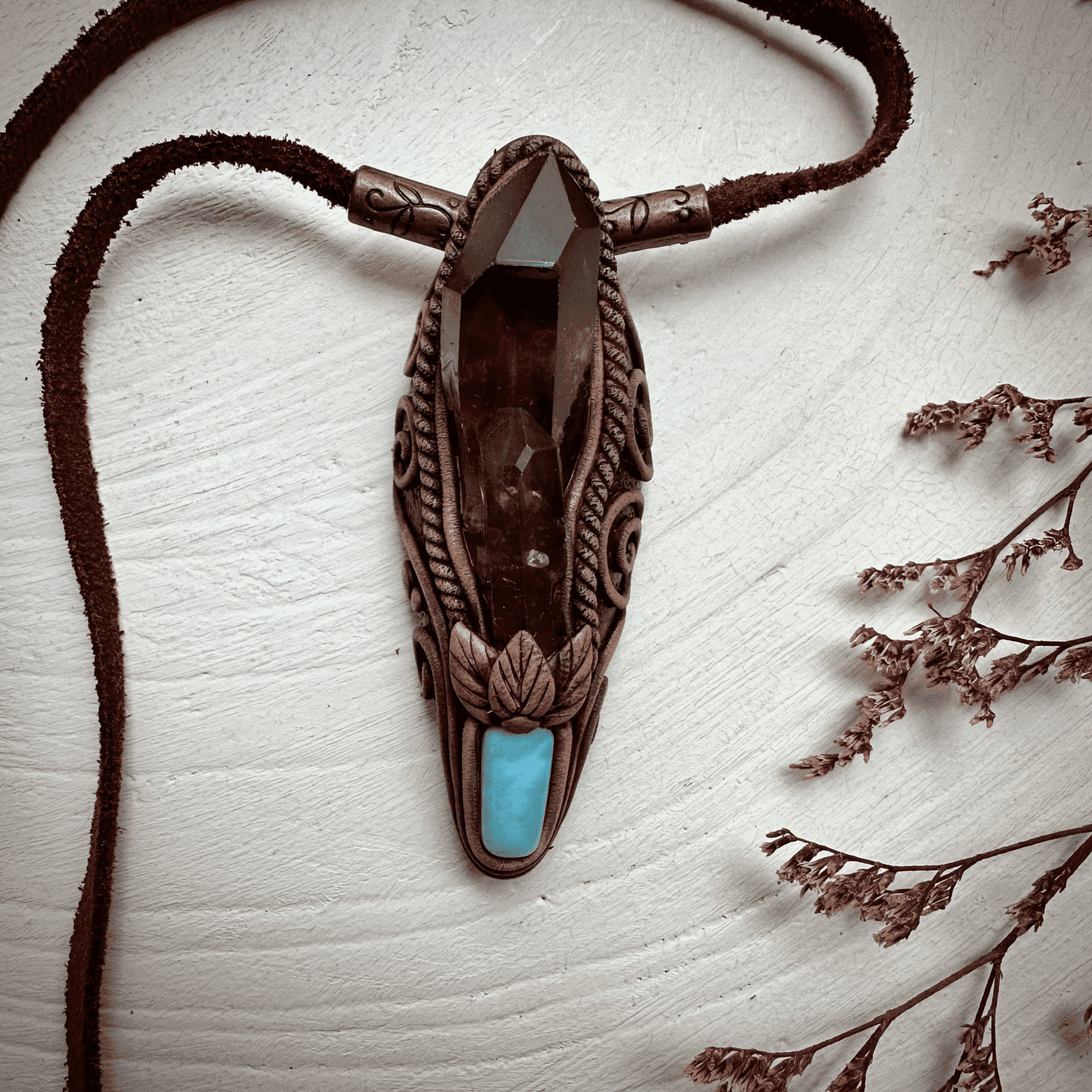 Smoky Quartz and Larimar Necklace - FairyGardenGlow