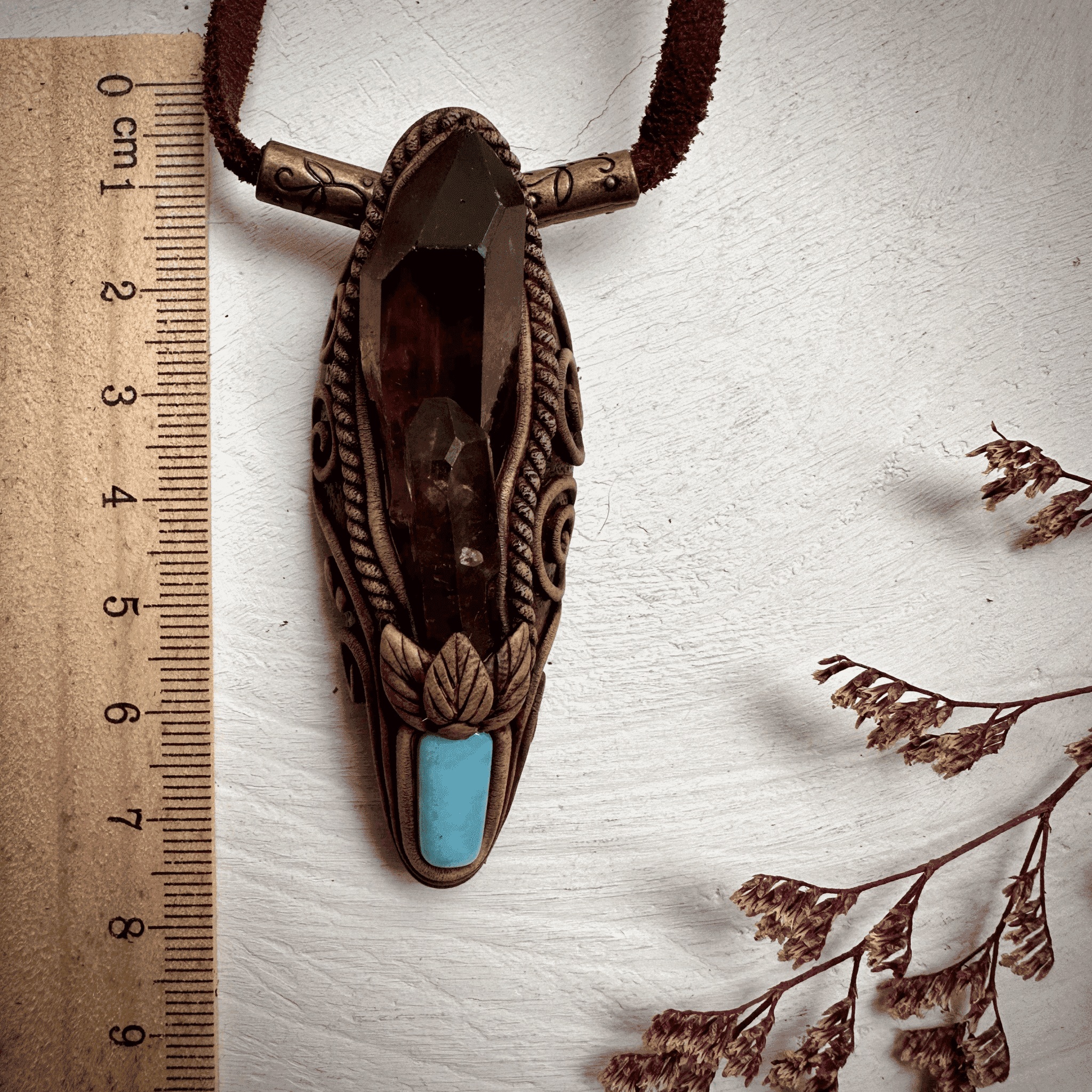 Smoky Quartz and Larimar Necklace - FairyGardenGlow