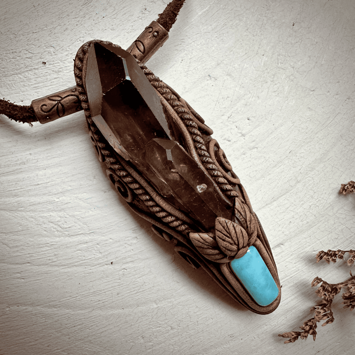 Smoky Quartz and Larimar Necklace - FairyGardenGlow