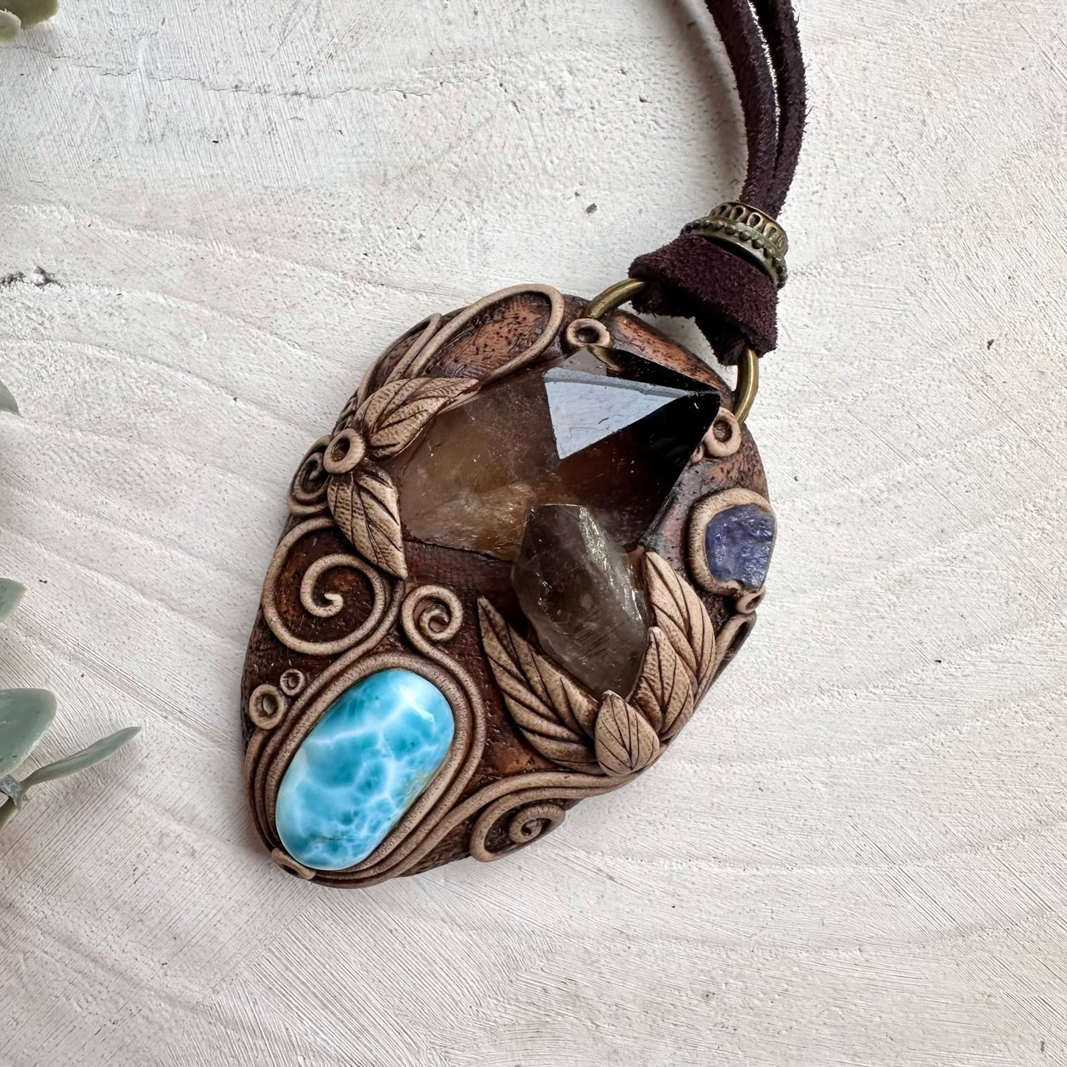 One of a kind smoky quartz gemstone necklace